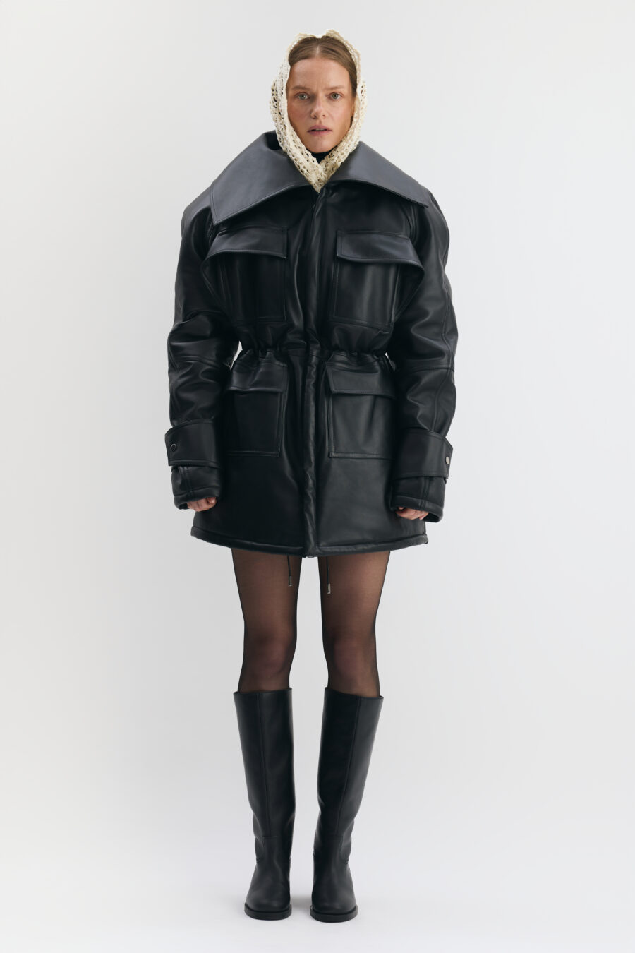 Asia classic leather coat in brown