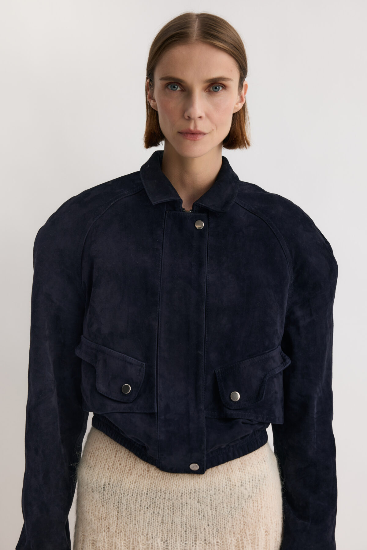 Granatowa kurtka Hela z zamszu