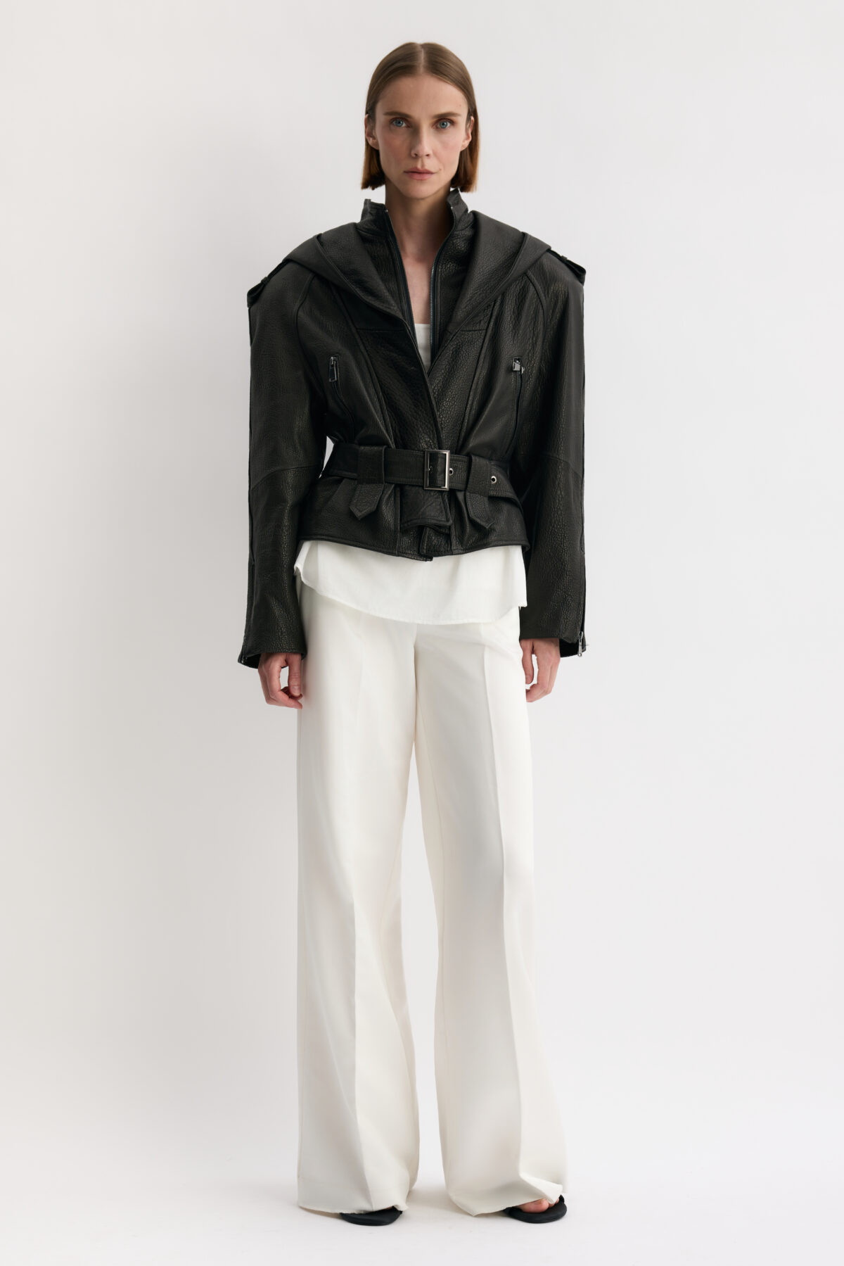 Kurtka ze skóry z kapturem Renia