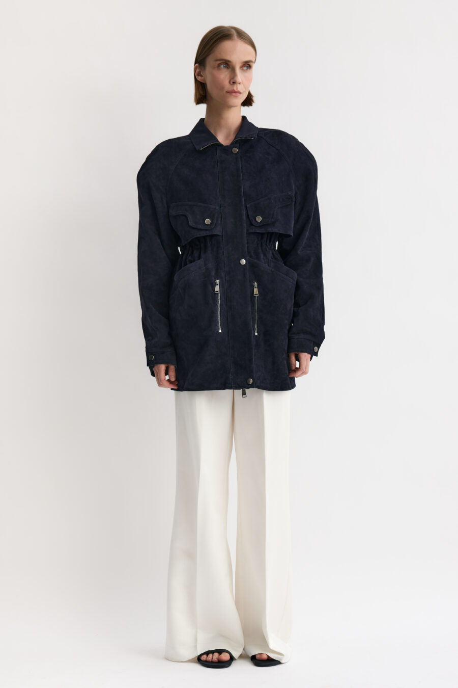 KAREN ARCANJO zamszowa kurtka midi