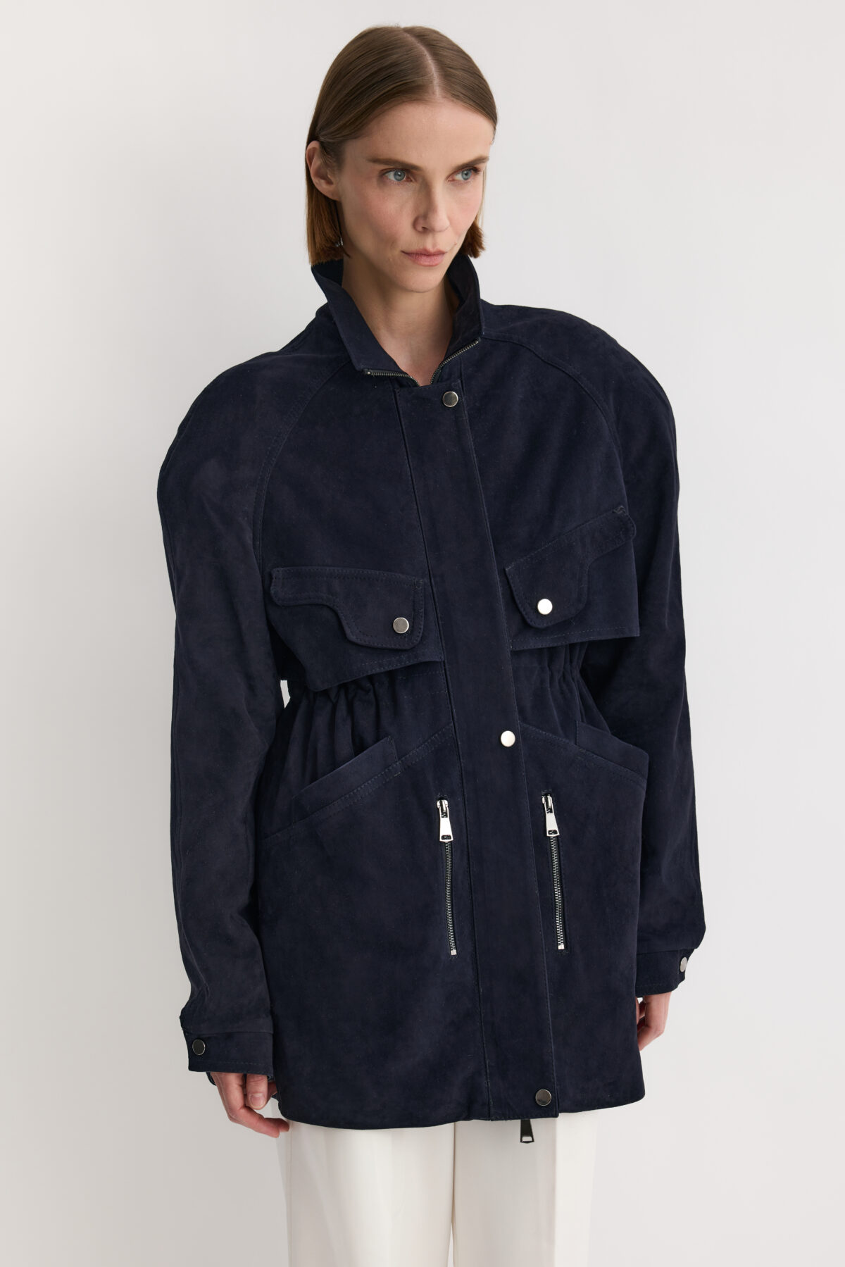 KAREN ARCANJO zamszowa kurtka midi