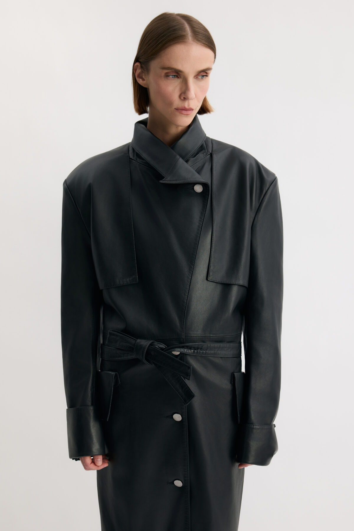 Klasyczny płaszcz Kimi ze skóry