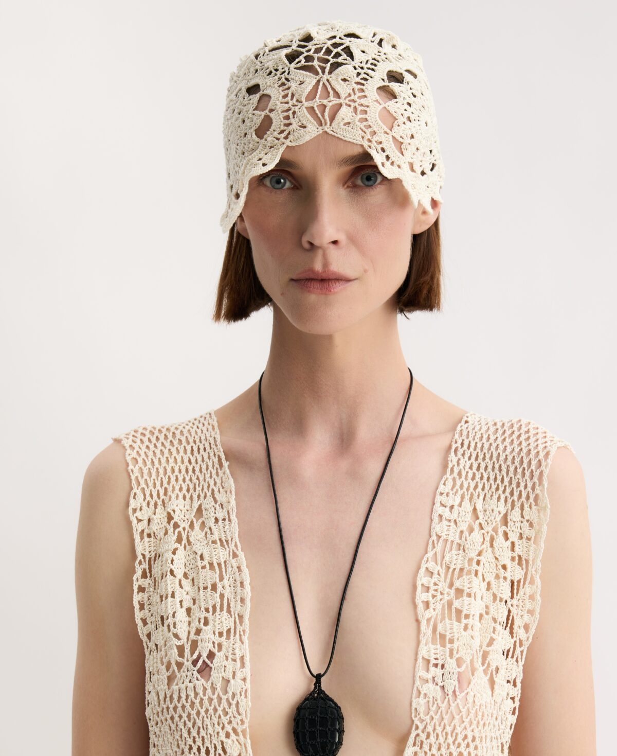Hand-Crocheted Hat in ecru