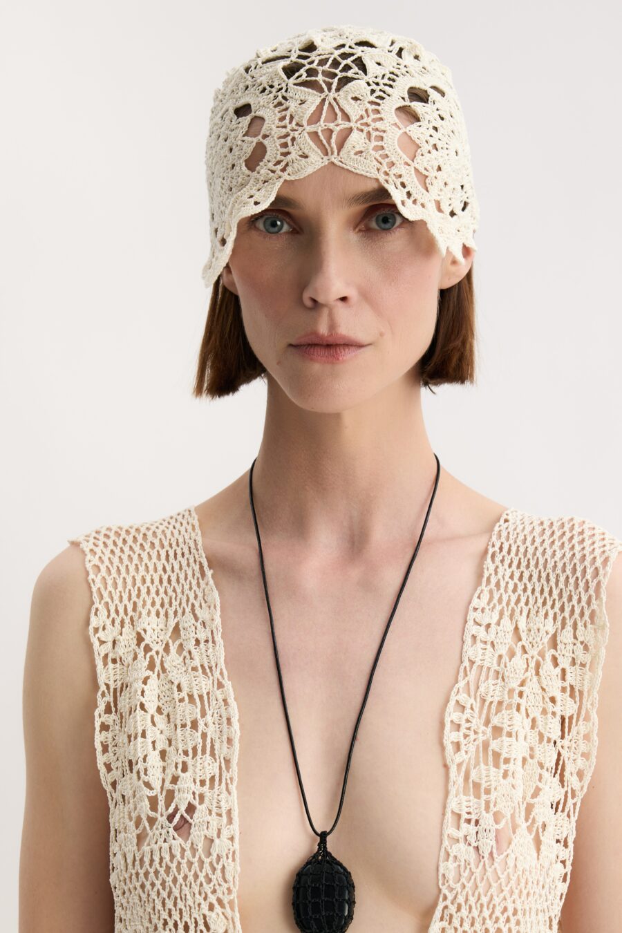 Hand-Crocheted Hat in ecru