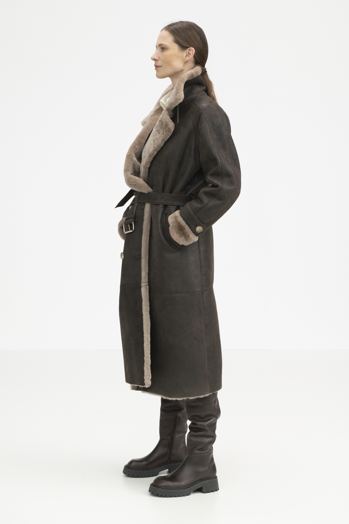 Kożuch brązowy oversize Karen Arcanjo Kożuch Jordan w odcieniu czekoladowym