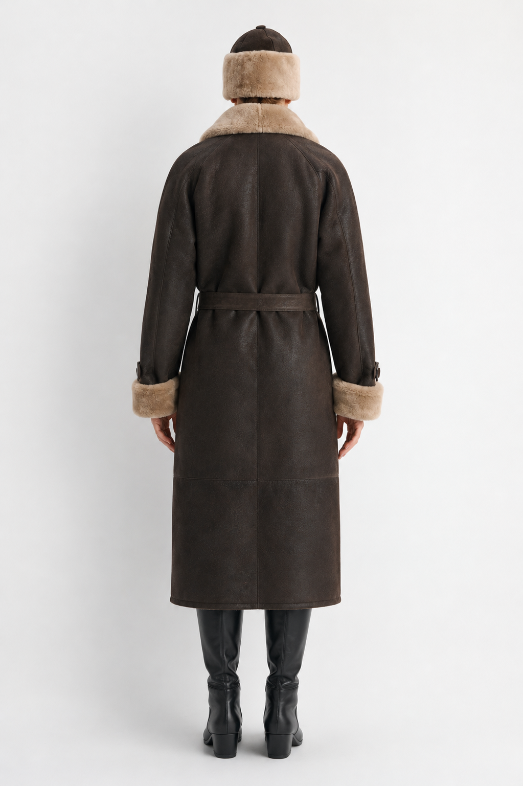 Jordan shearling coat in chocolate brown